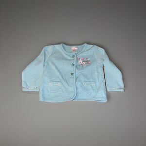 Baby Girl Absorba 12M Bright Blue Pretty Garden Knit Cotton Blend Jacket